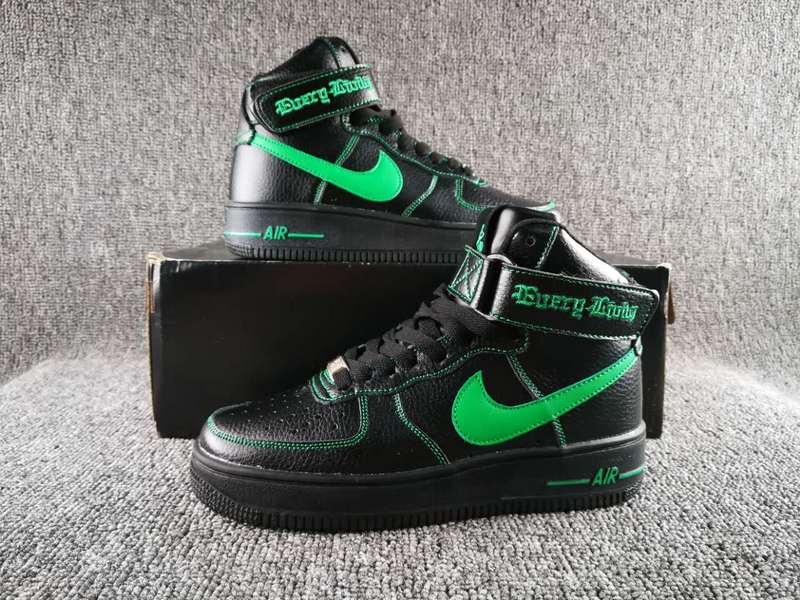 Women VLONE x Nike Air Force 1 High Collection Black Green Shoes